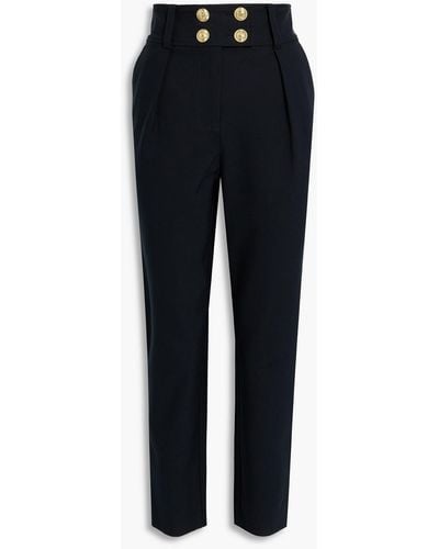 10 Crosby Derek Lam Cropped Button-detailed Cotton-blend Tapered Pants - Blue