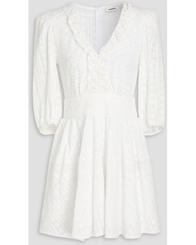 Sandro Gianni Embroidered Cotton Mini Dress - White