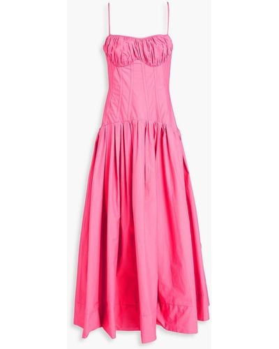 Nicholas Dolma Gathered Cotton Maxi Dress - Pink
