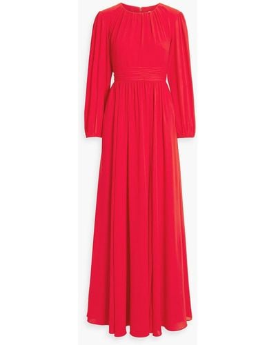 Mikael Aghal Gathe Crepe Gown - Red