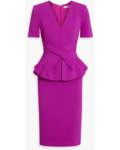 Badgley Mischka Crepe Peplum Dress - Purple
