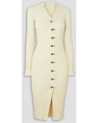 Dion Lee Gradient Ribbed Cotton-blend Midi Dress - Natural