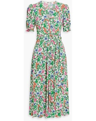 Diane von Furstenberg Gathered Floral-print Midi Dress - Green