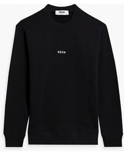 MSGM Logo-print French Cotton-terry Sweatshirt - Black