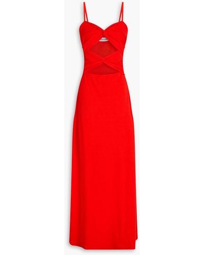 Anna Quan Cutout Twisted Ribbed Stretch-cotton Jersey Maxi Dress - Red