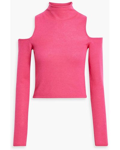 LAPOINTE Cold-shoulder Cashmere And Silk-blend Turtleneck Jumper - Pink