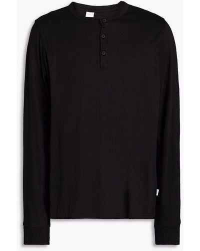 Onia Cotton And Modal-blend Jersey Henley T-shirt - Black
