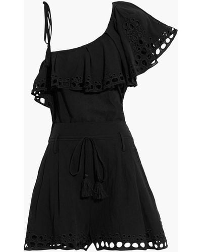 IRO Napili Ruffled Broderie Anglaise Cotton-blend Playsuit - Black