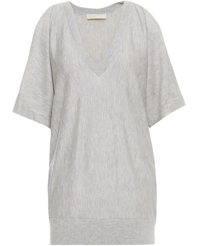MICHAEL Michael Kors Cold-shoulder Mélange Knitted Top - Grey