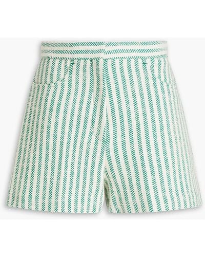 Sandro Mathis Striped Cotton-blend Tweed Shorts - Green