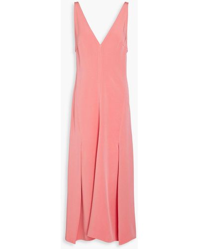 Victoria Beckham Pleated Satin-crepe Midi Dress - Pink