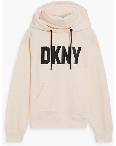 DKNY Printed Cotton-blend Fleece Hoodie - White