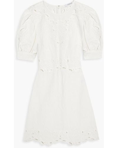 10 Crosby Derek Lam Everett Broderie Anglaise Linen And Cotton-blend Mini Dress - White