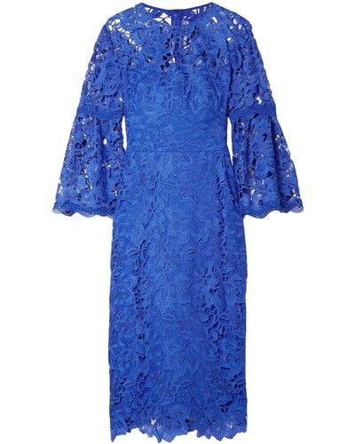 Lela Rose Guipure Lace Dress - Blue