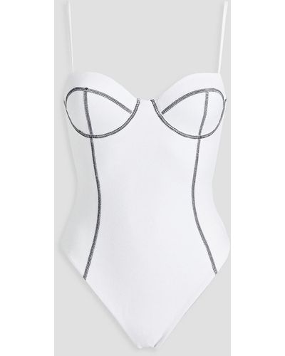 Onia Valerie badeanzug aus seersucker mit bügel - Weiß
