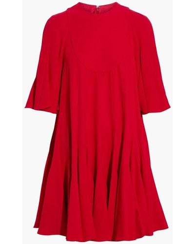 Valentino Garavani Pleated Silk Crepe De Chine Mini Dress - Red