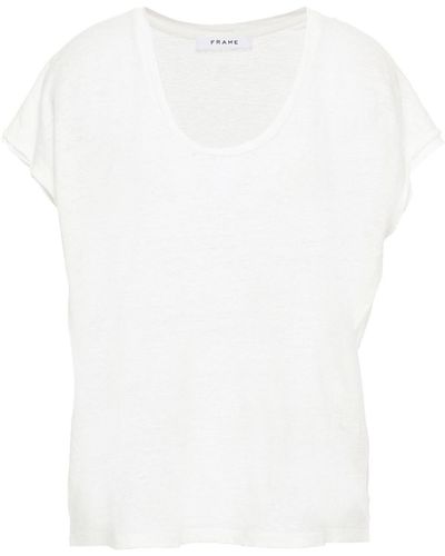 FRAME Easy Scoop Slub Linen-jersey T-shirt - White