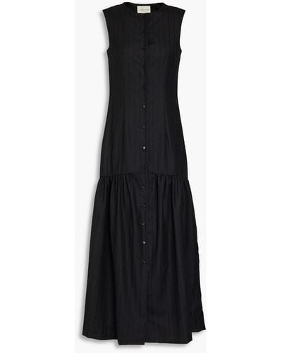 Loulou Studio Striped Wool-twill Maxi Dress - Black