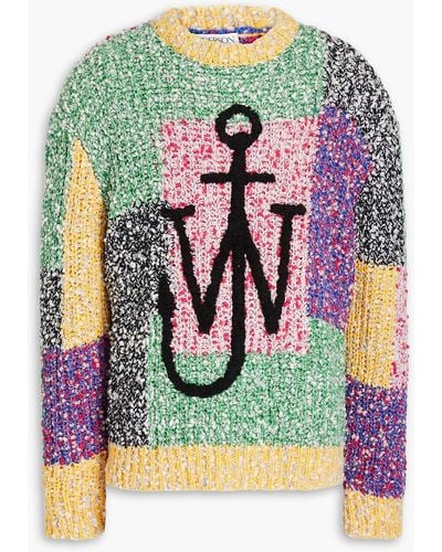 JW Anderson Patchwork-effect Bouclé-knit Sweater - Multicolour