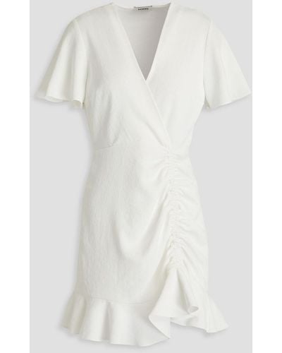 Sandro Wrap-effect Ruched Piqué Mini Dress - White