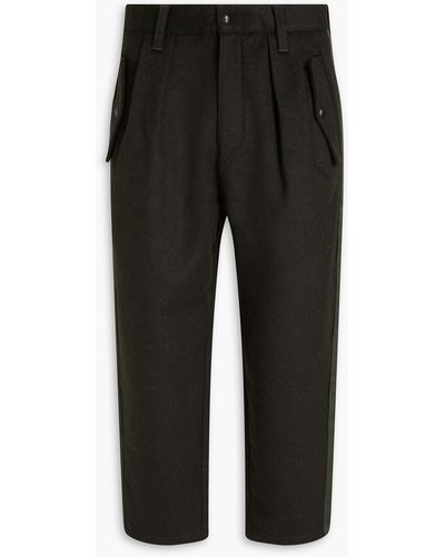 Emporio Armani Cropped Tapered Felt Trousers - Black