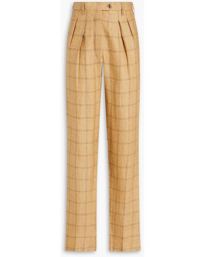 Giuliva Heritage Husband Checked Linen Straight-leg Trousers - Natural