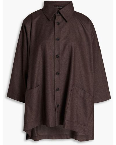 Eskandar Oversized Mélange Wool-twill Shirt - Brown