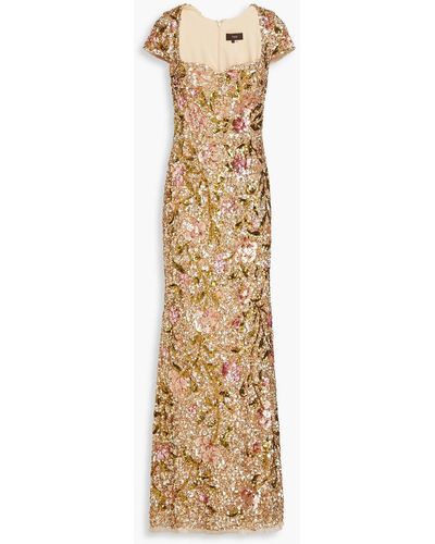 THEIA Embellished Tulle Gown - Metallic