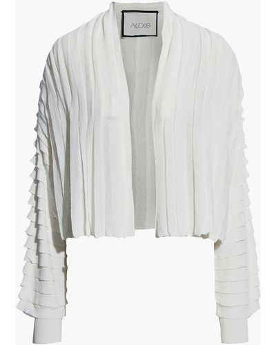 Alexis Pleated Knitted Cardigan - White