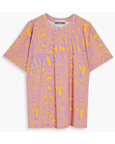 Moschino Printed Cotton-jersey T-shirt - Pink