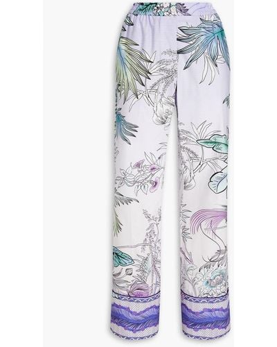 F.R.S For Restless Sleepers Alimede Printed Cotton Bootcut Trousers - Blue