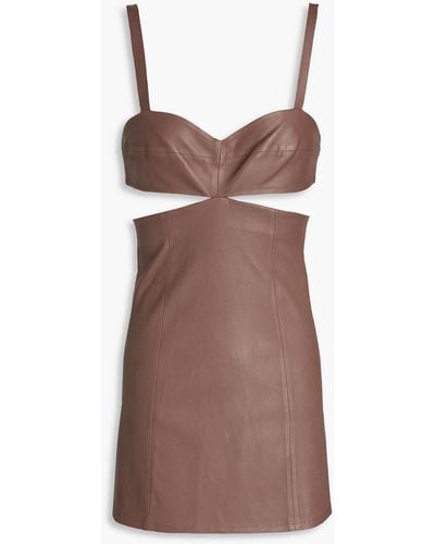 Zeynep Arcay Cutout Leather Mini Dress - Brown