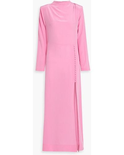 Envelope Campania Button-detailed Silk Maxi Dress - Pink