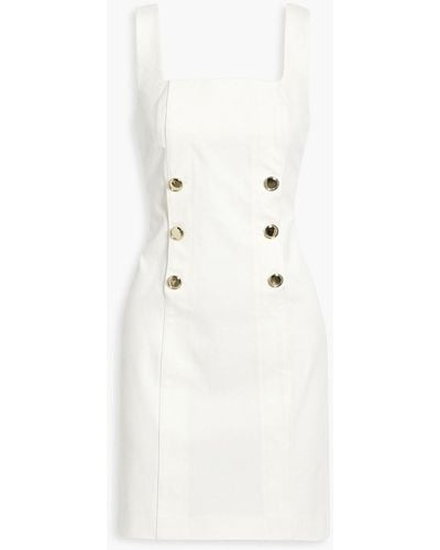 10 Crosby Derek Lam Button-embellished Cotton-blend Twill Mini Dress - White