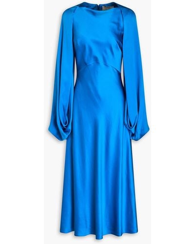 ROKSANDA Koda Cape-effect Silk-satin Midi Dress - Blue