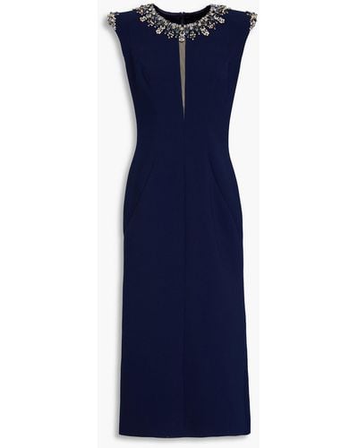 Jenny Packham Embellished Crepe Midi Dress - Blue
