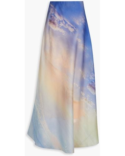 Zimmermann Printed Silk-organza Maxi Skirt - Blue