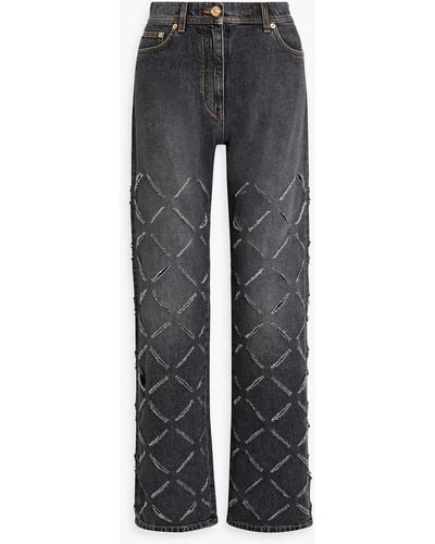 Versace Cutout High-rise Straight-leg Jeans - Black