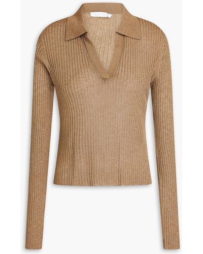 Jonathan Simkhai Tammy Ribbed-knit Polo Sweater - Natural