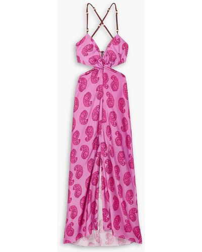 ViX Leela Cutout Printed Woven Dress - Pink