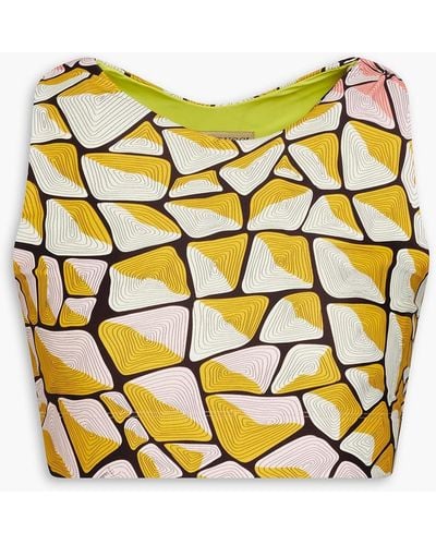 Emilio Pucci Cropped Printed Stretch-jersey Top - Yellow