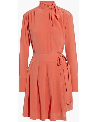 Victoria Beckham Pussy-bow Crossover-paneled Silk-crepe Dress - Multicolor