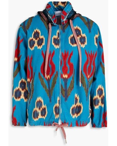 RED Valentino Printed Cotton Hooded Jacket - Blue