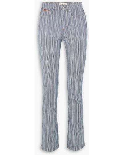 ALEXACHUNG Grady Pinstriped Flared Jeans - Blue