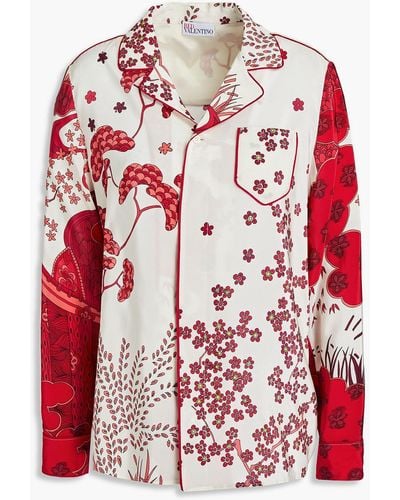RED Valentino Floral-print Silk Crepe De Chine Shirt - Red