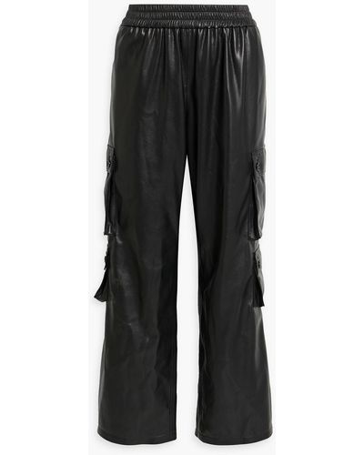 Les Rêveries Faux Leather Cargo Pants - Black