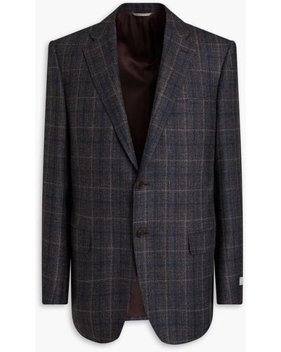 Canali Checked Wool-tweed Blazer - Black