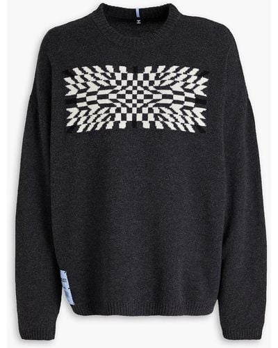 McQ Oversized Intarsia Wool And Cashmere-blend Jumper - Black