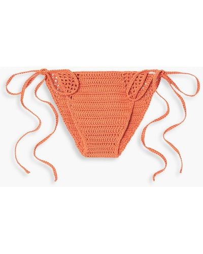 Cult Gaia Dylan Crocheted Cotton Low-rise Bikini Briefs - White