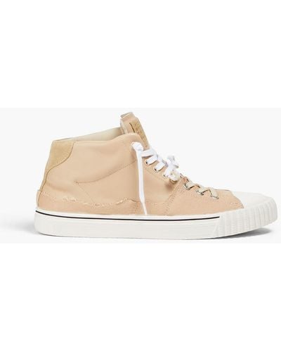 Maison Margiela Leather And Canvas High-top Sneakers - Natural